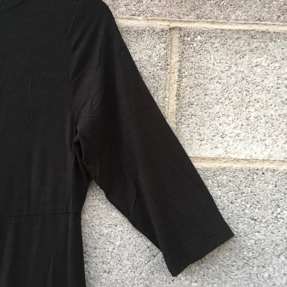 NWT J.Jill Black Surplice Dress Black MIDI 3/4 Sleeves Pullover Jersey Knit PS - Picture 2 of 11